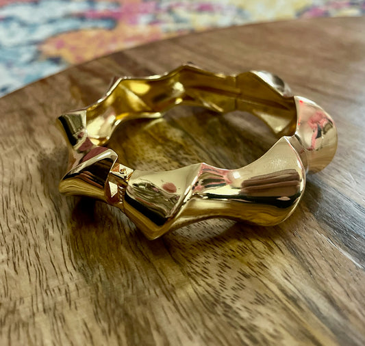 Twist Style Thick Bangle (silver and gold)