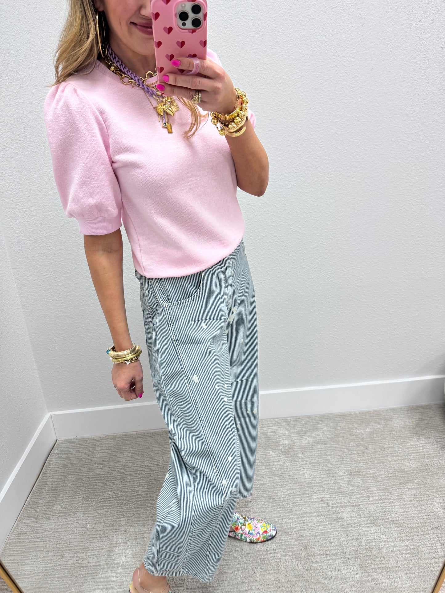 Light Pink French Terry Puff Sleeve