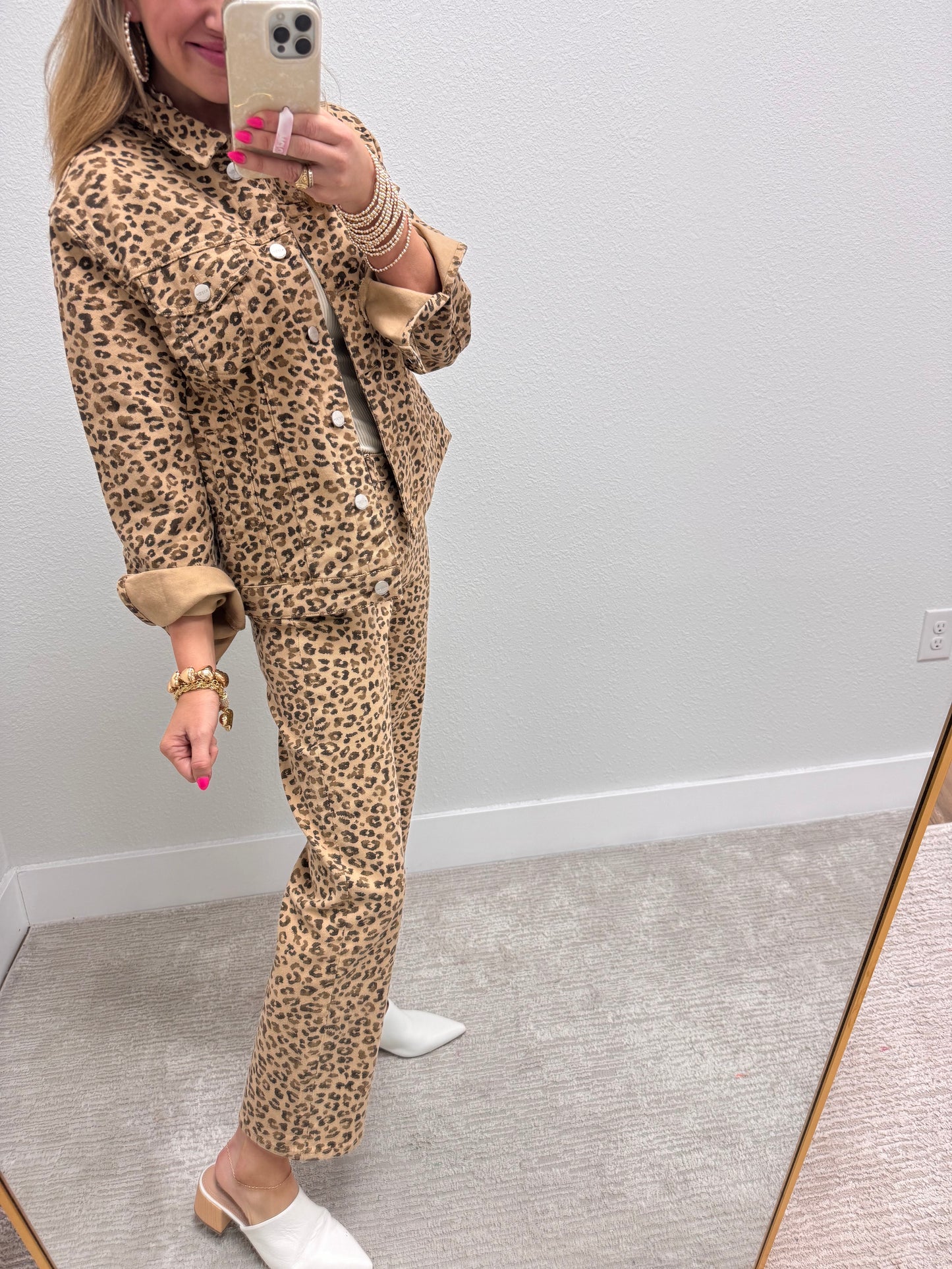 Risen Leopard Oversized Denim Jacket