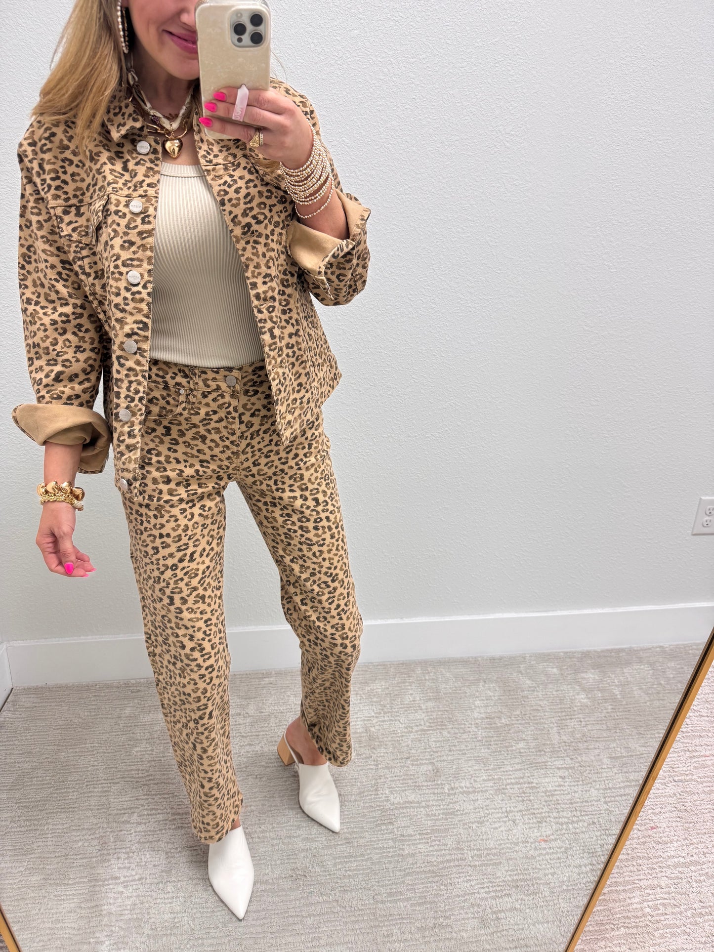Risen Leopard Oversized Denim Jacket