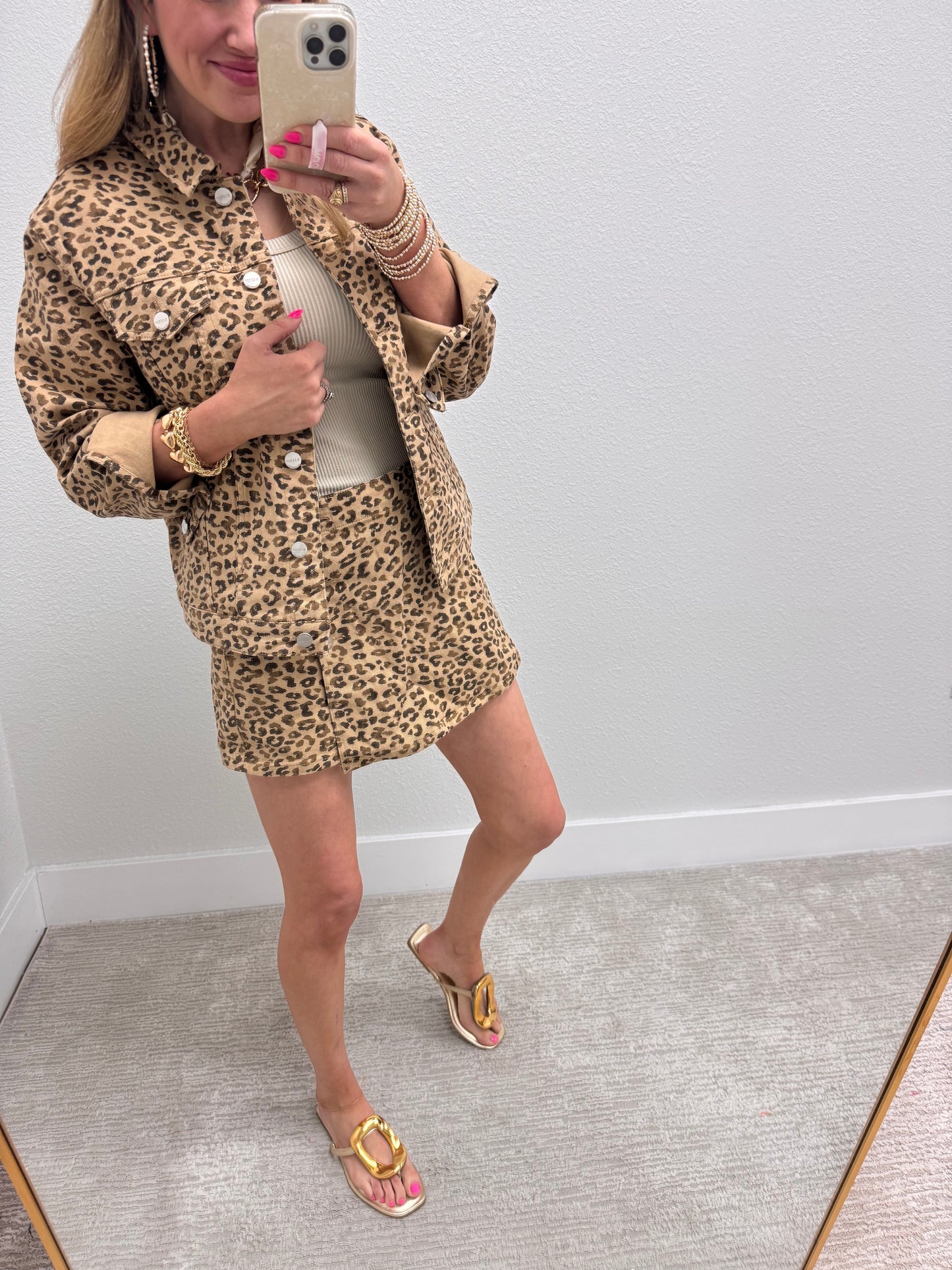 Risen Leopard Oversized Denim Jacket