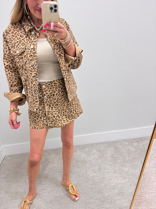 Risen Leopard Oversized Denim Jacket