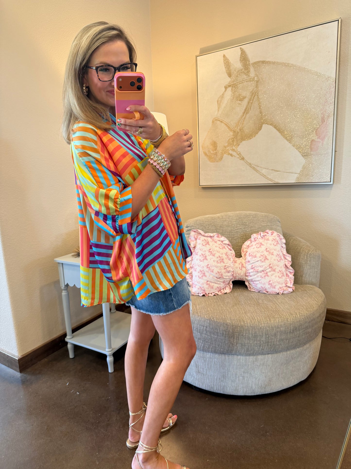 Adrienne Arizona Colorful Button Top