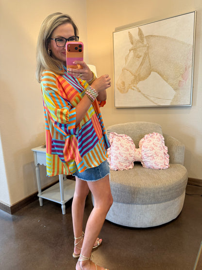 Adrienne Arizona Colorful Button Top