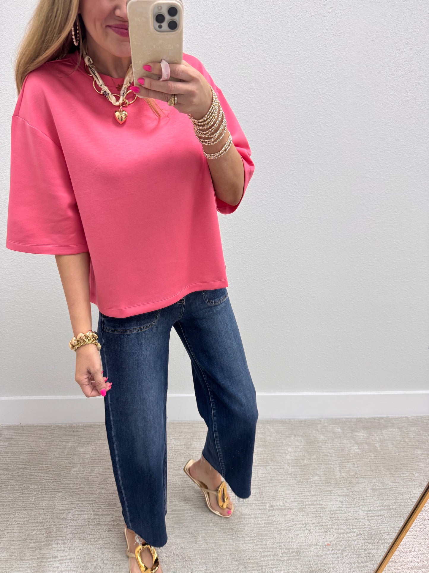 Taffy Pink Scuba Short Sleeve Top