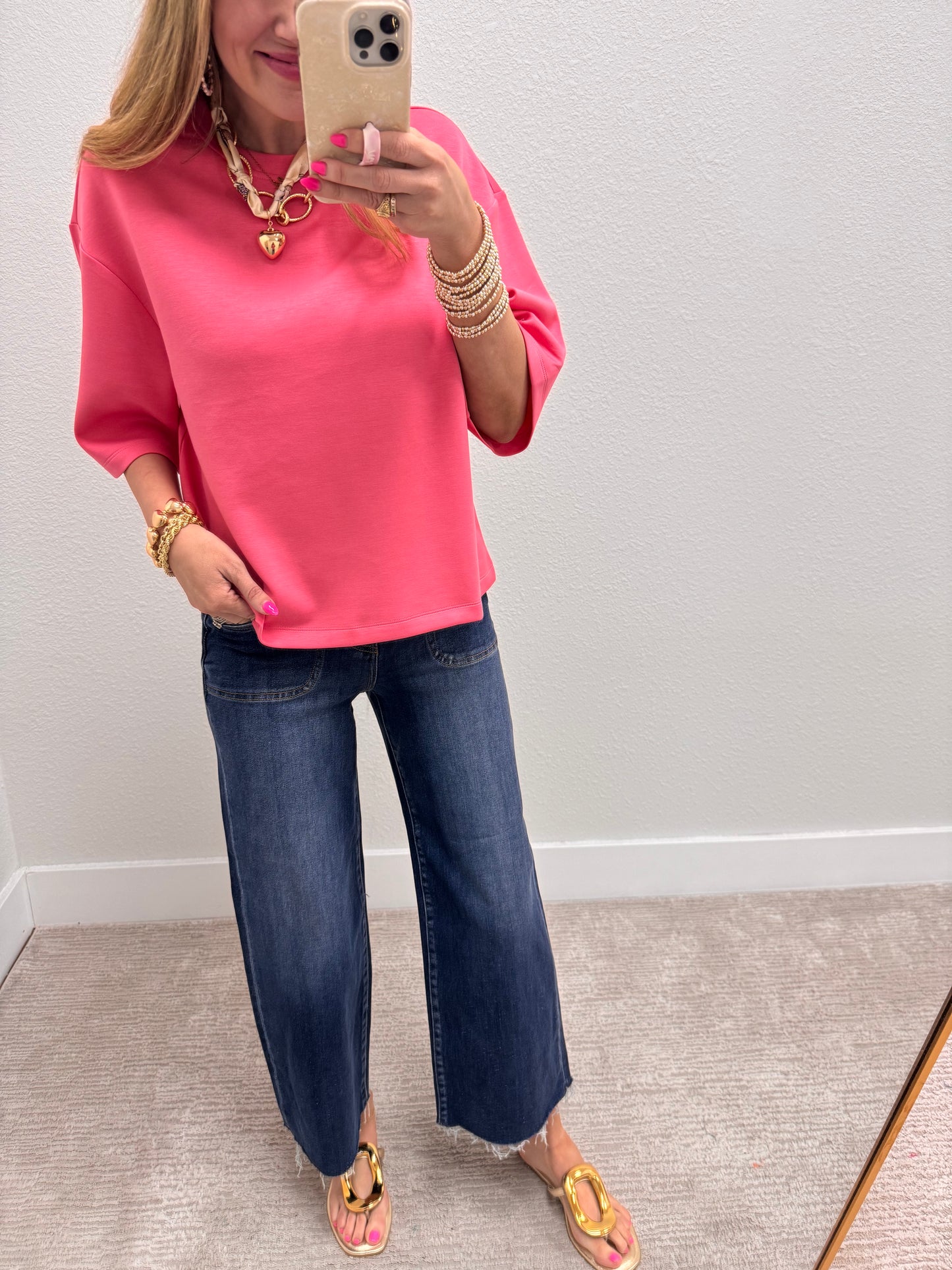 Risen Dark High Rise Crop Wide Button up Jeans