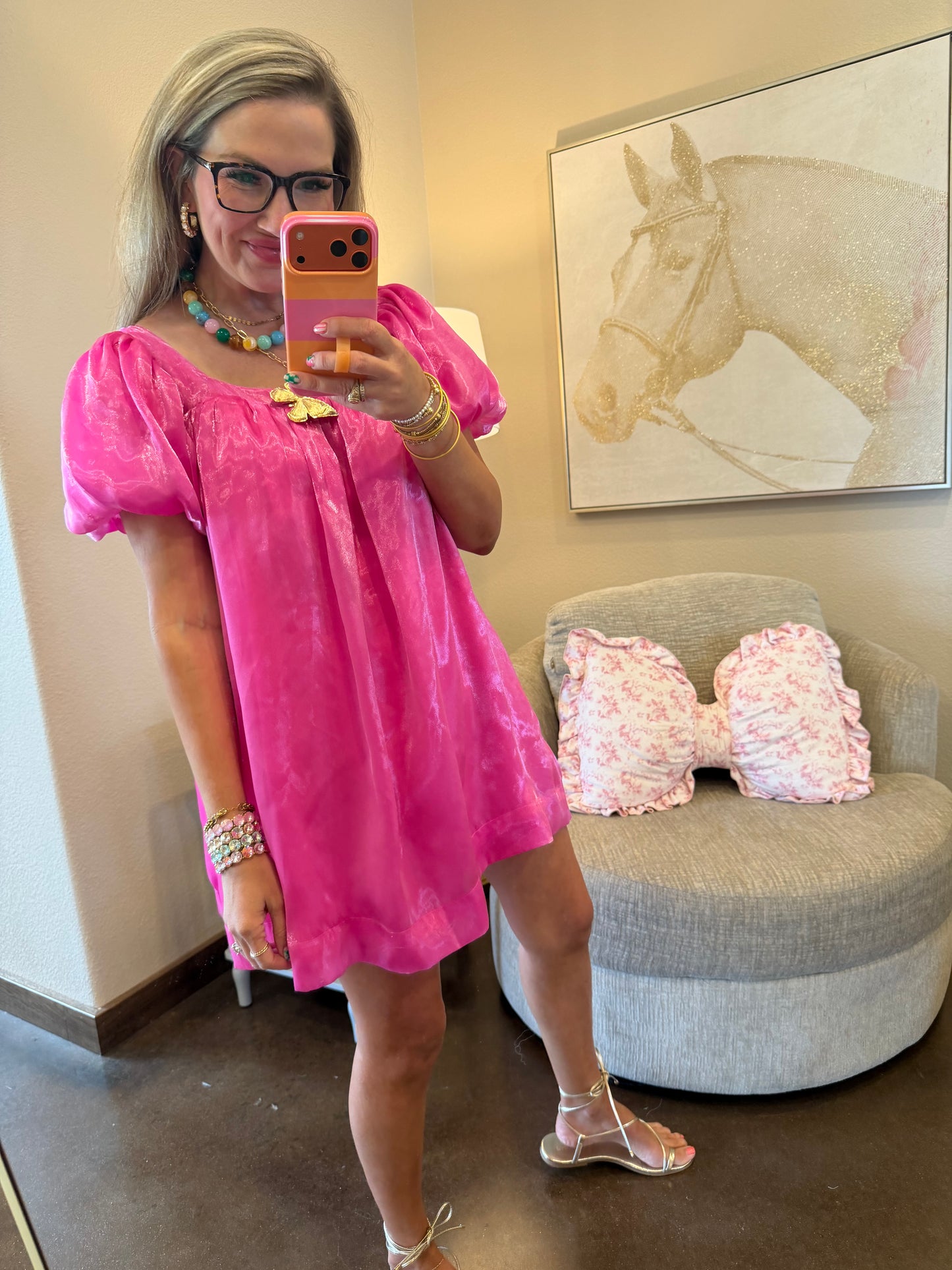 Pink Shimmer Double Layer Dress