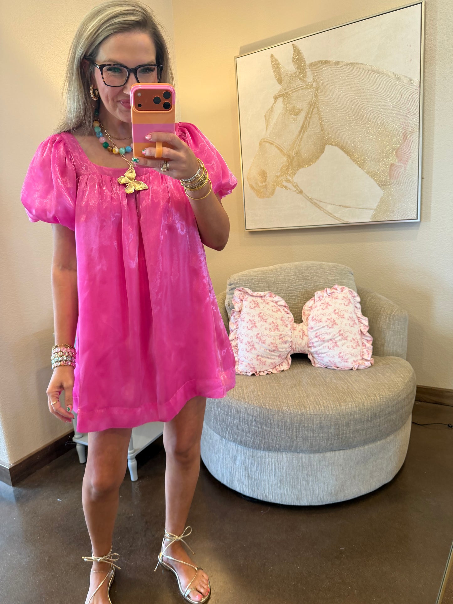 Pink Shimmer Double Layer Dress