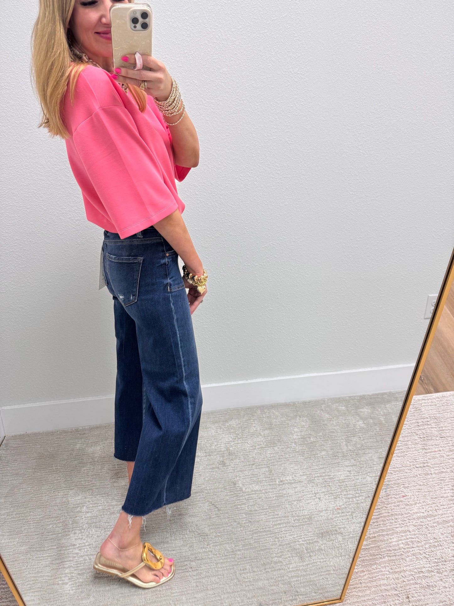 Taffy Pink Scuba Short Sleeve Top