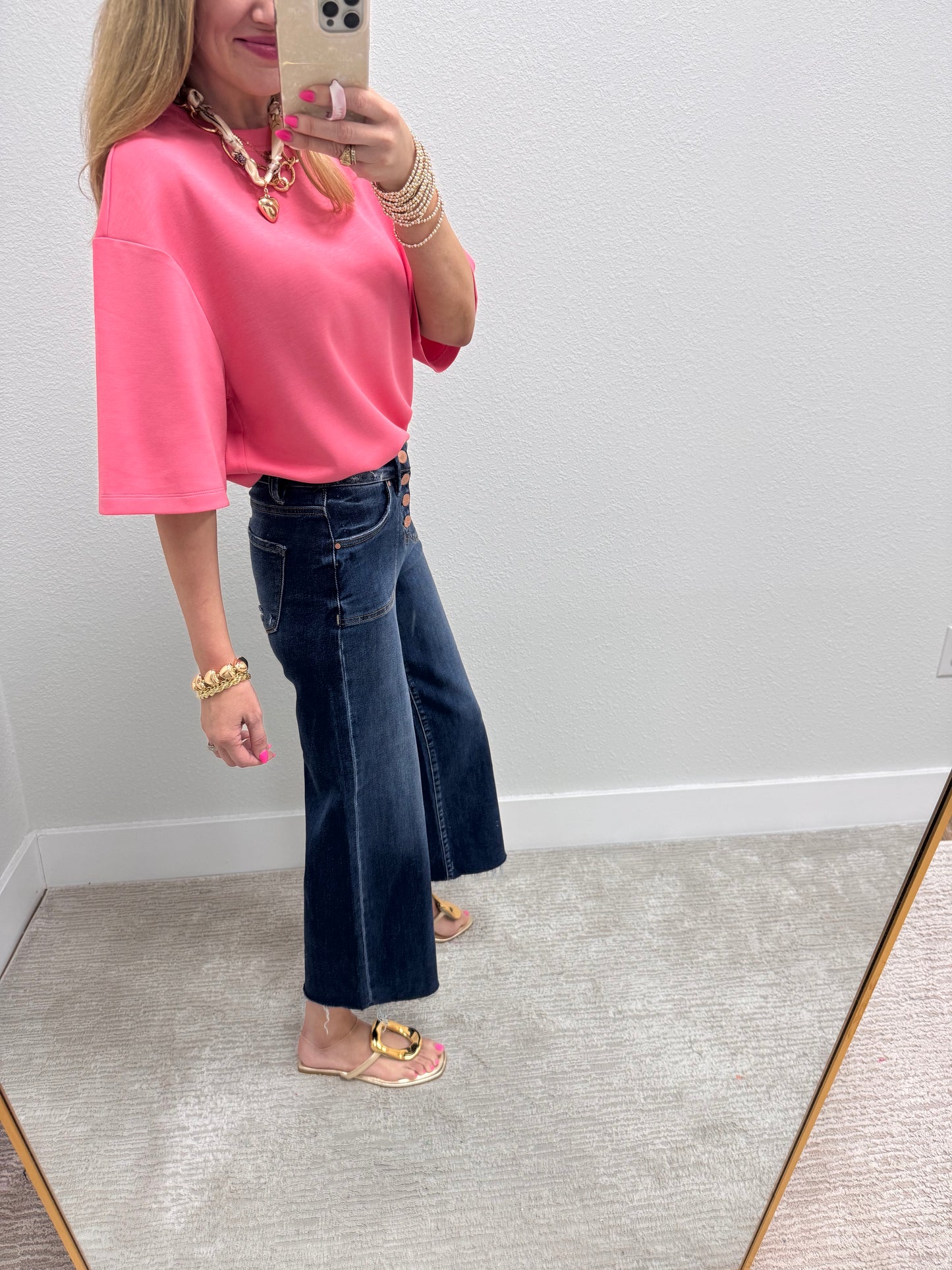 Taffy Pink Scuba Short Sleeve Top