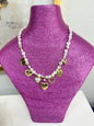 Pearl Beaded Heart Charm Necklace