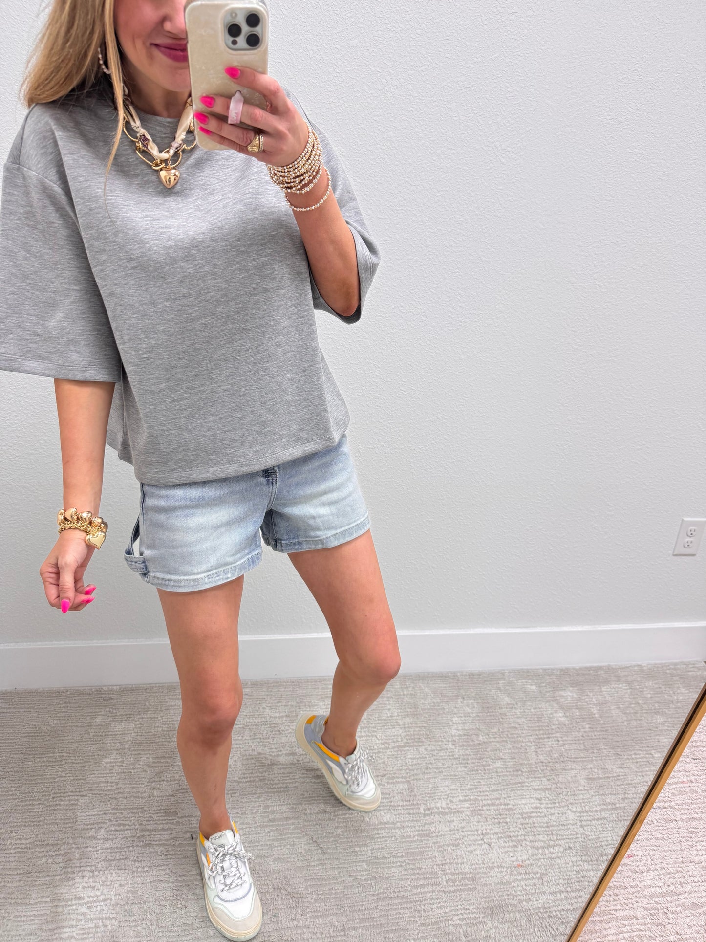 Gray Scuba Short Sleeve Top