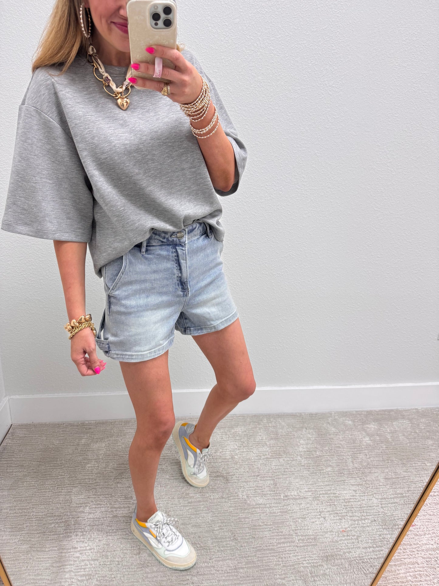 Gray Scuba Short Sleeve Top