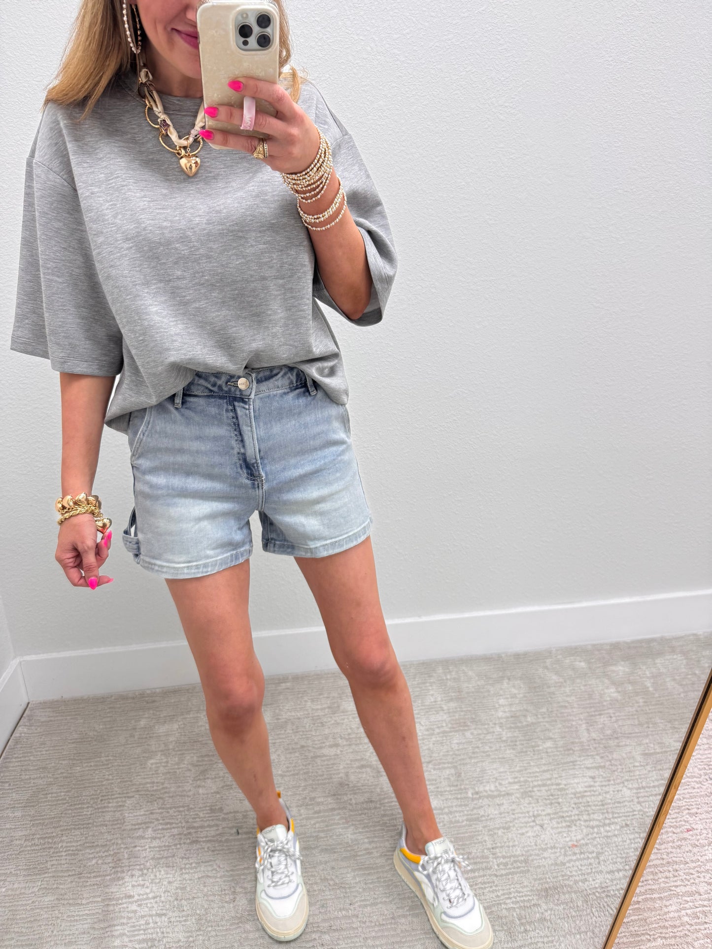 Gray Scuba Short Sleeve Top