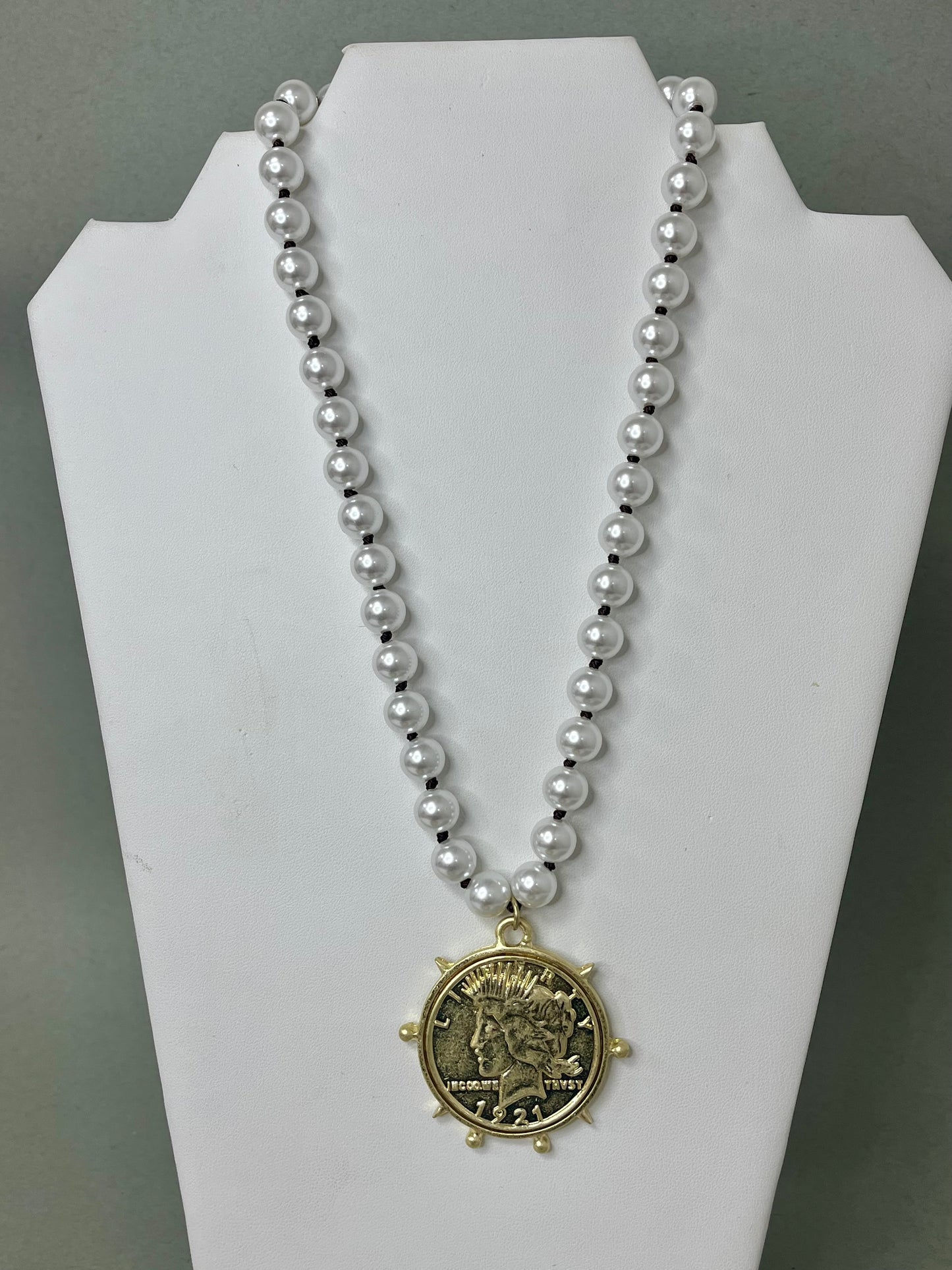 Large Pearl Coin Necklace