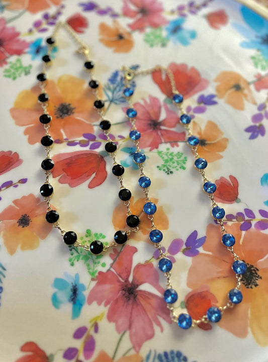 Crystal Necklace (Black & Blue)