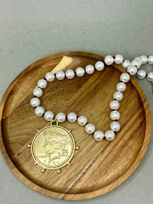 Large Pearl Coin Necklace
