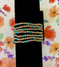 Set of 7 Gold & Turquiose Bead Bracelets