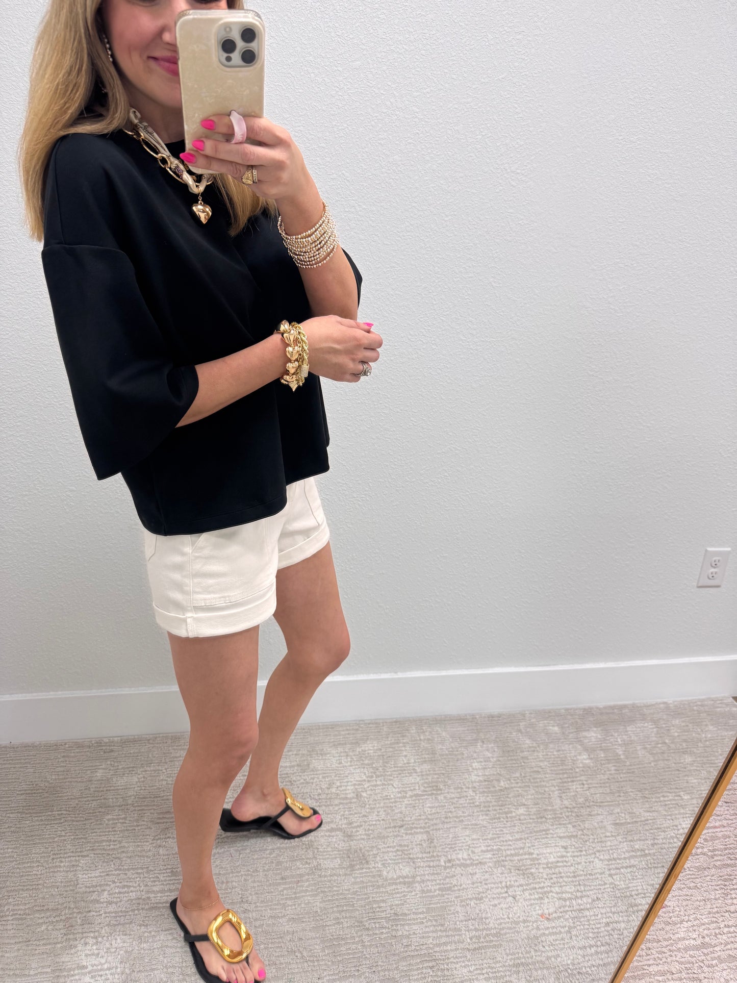 Black Scuba Short Sleeve Top