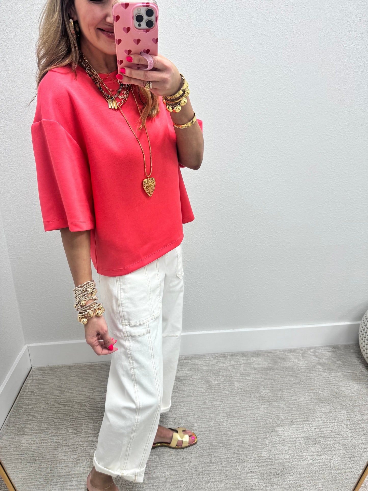 Taffy Pink Scuba Short Sleeve Top