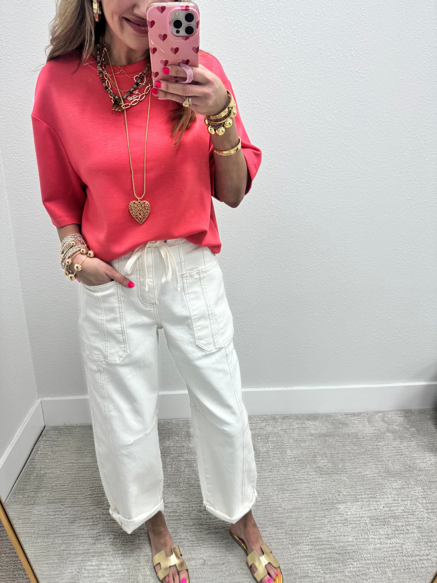 Taffy Pink Scuba Short Sleeve Top