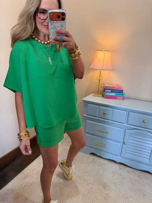 Green Ribbed Two Piece Set