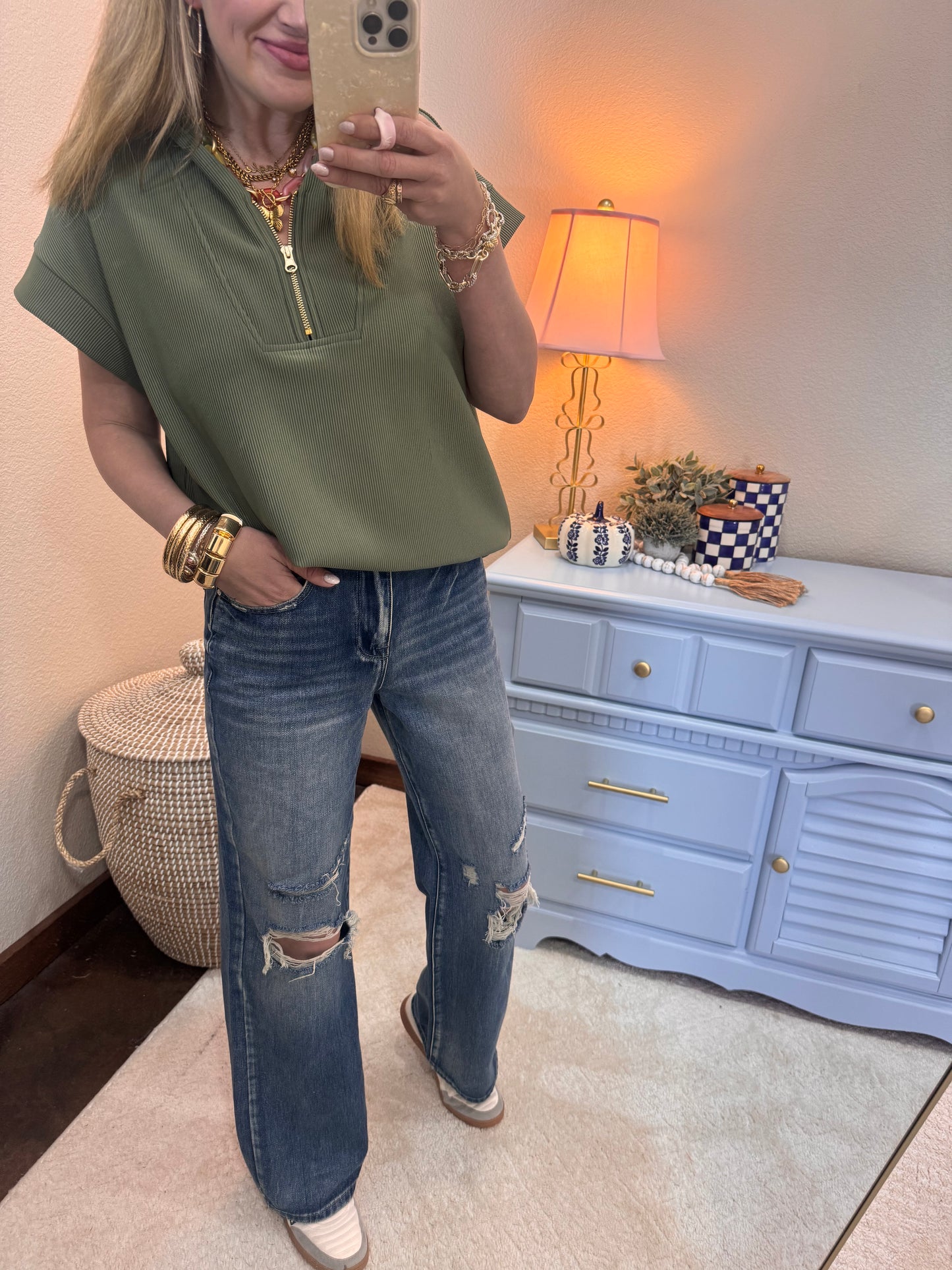 Petra Distressed Knee Straight Leg Jeans