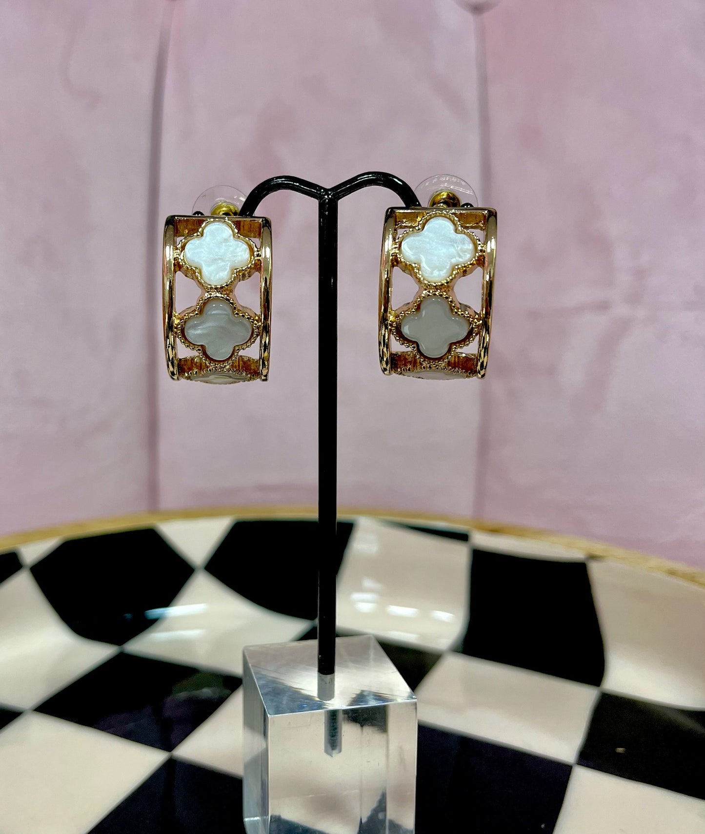 IP26 Triple Clover Stud Drop Down Earring (2 colors)
