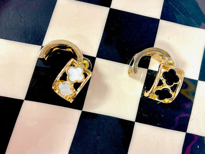 Triple Clover Stud Drop Down Earring (2 colors)