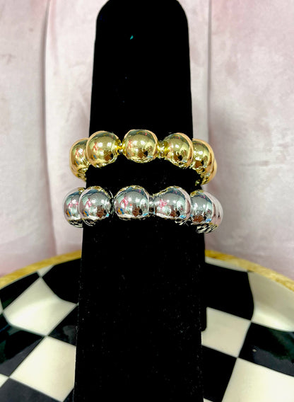 Thick Double Stud Bracelet (silver and gold)