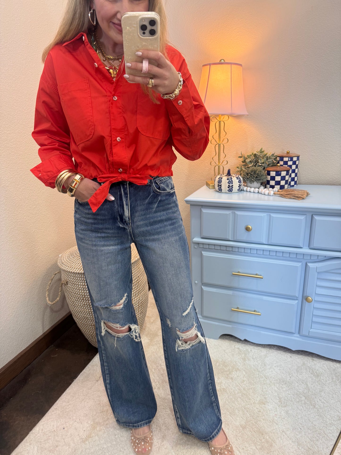 Petra Distressed Knee Straight Leg Jeans