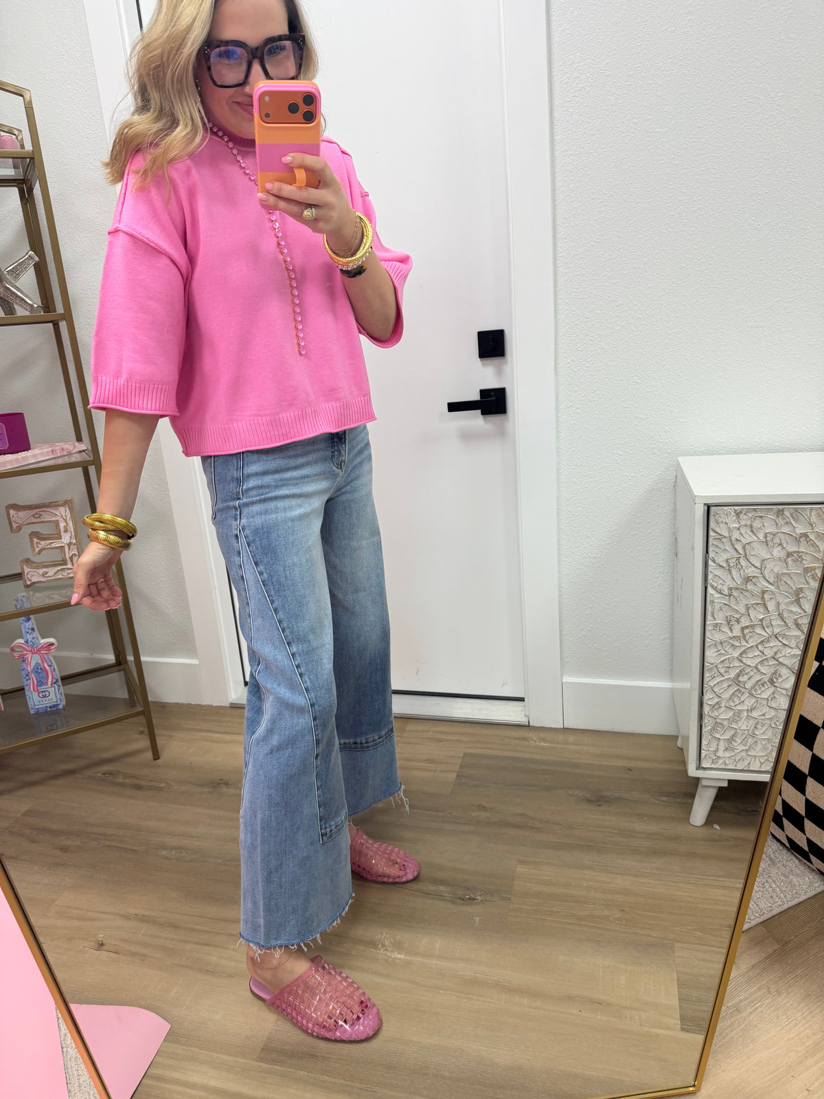 Risen Tummy Control Wide Leg Seam Detail Jeans