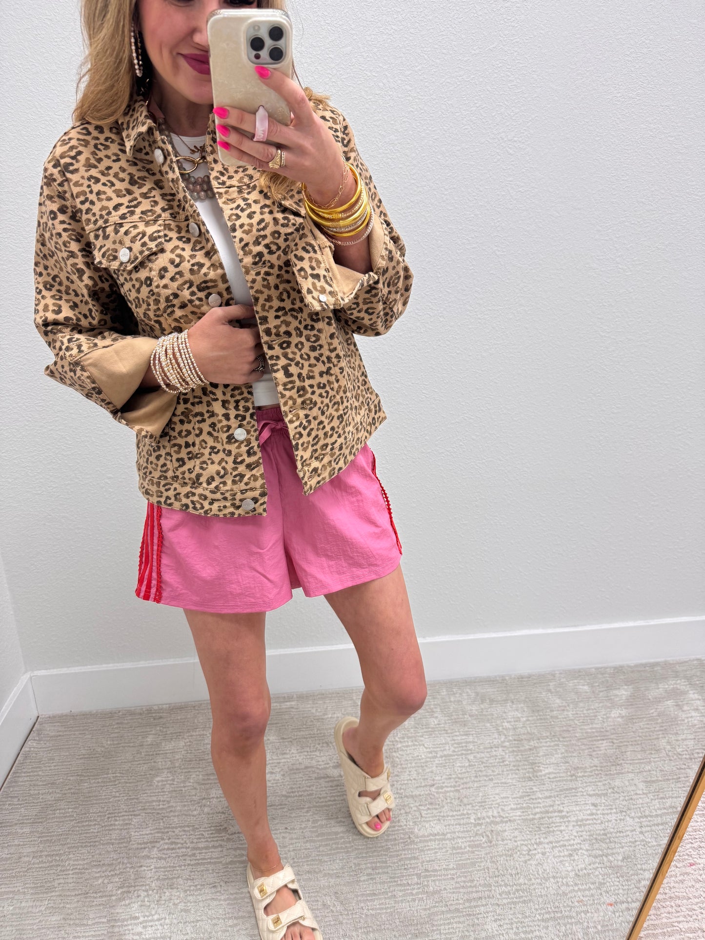 Pink & Red Lace Stripe Side Short