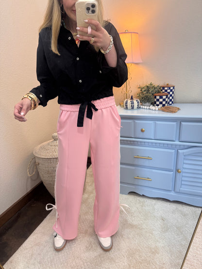 Black Tie Front Blouse