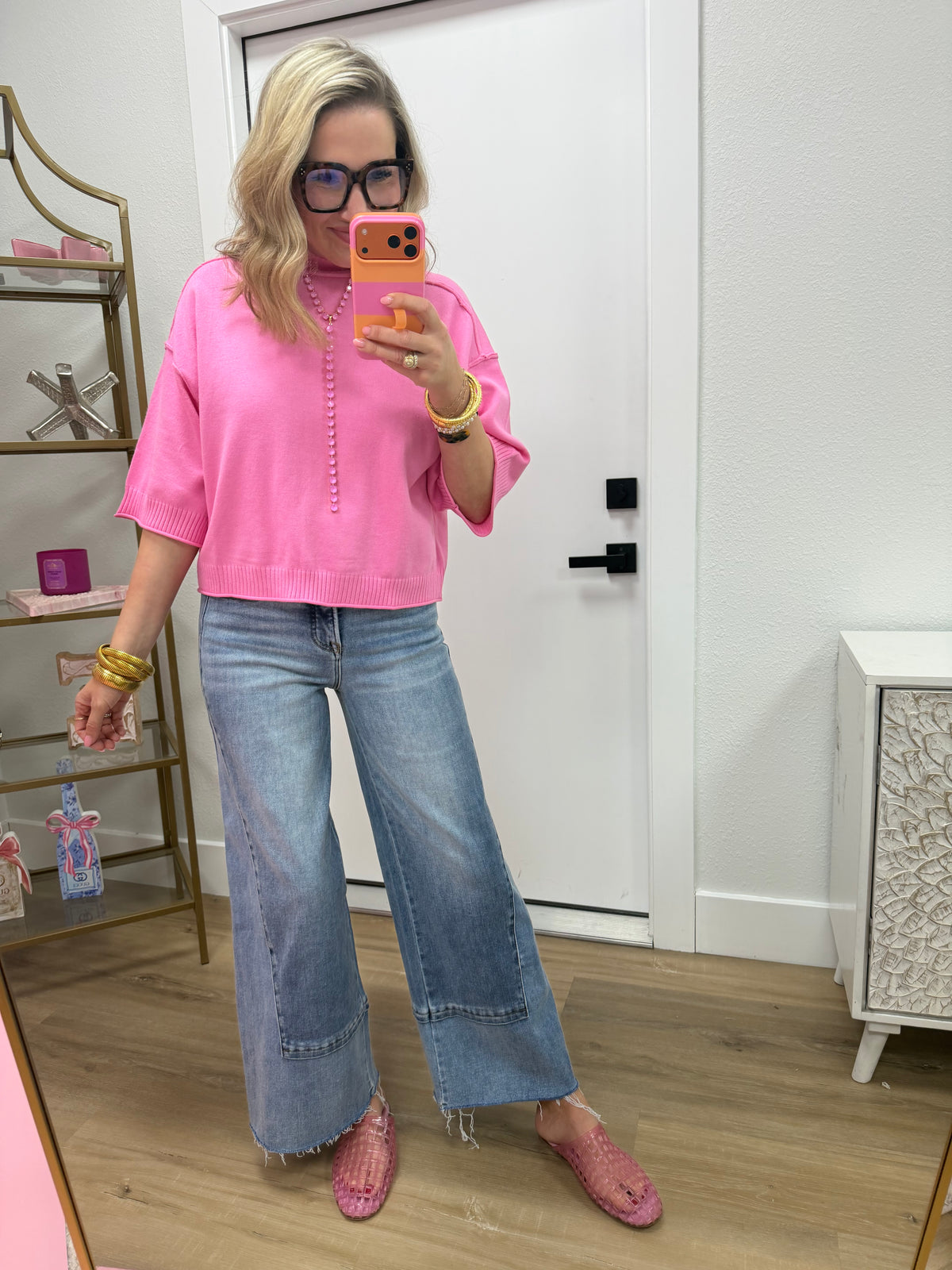 Risen Tummy Control Wide Leg Seam Detail Jeans