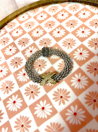 Chunky Magnetic Pave X Bracelet