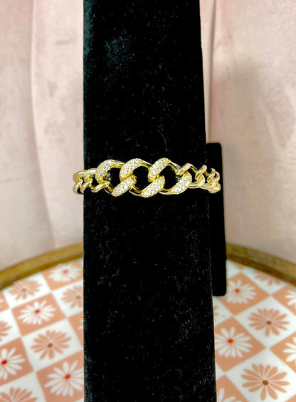 Gold Link Pave Magnetic Chain Bracelet