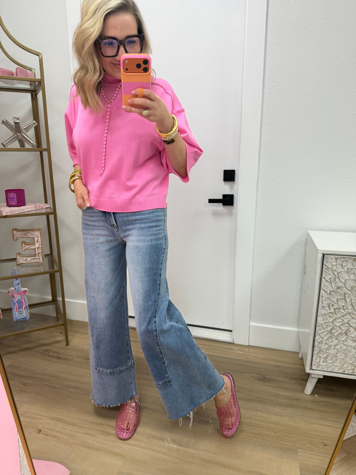 Risen Tummy Control Wide Leg Seam Detail Jeans