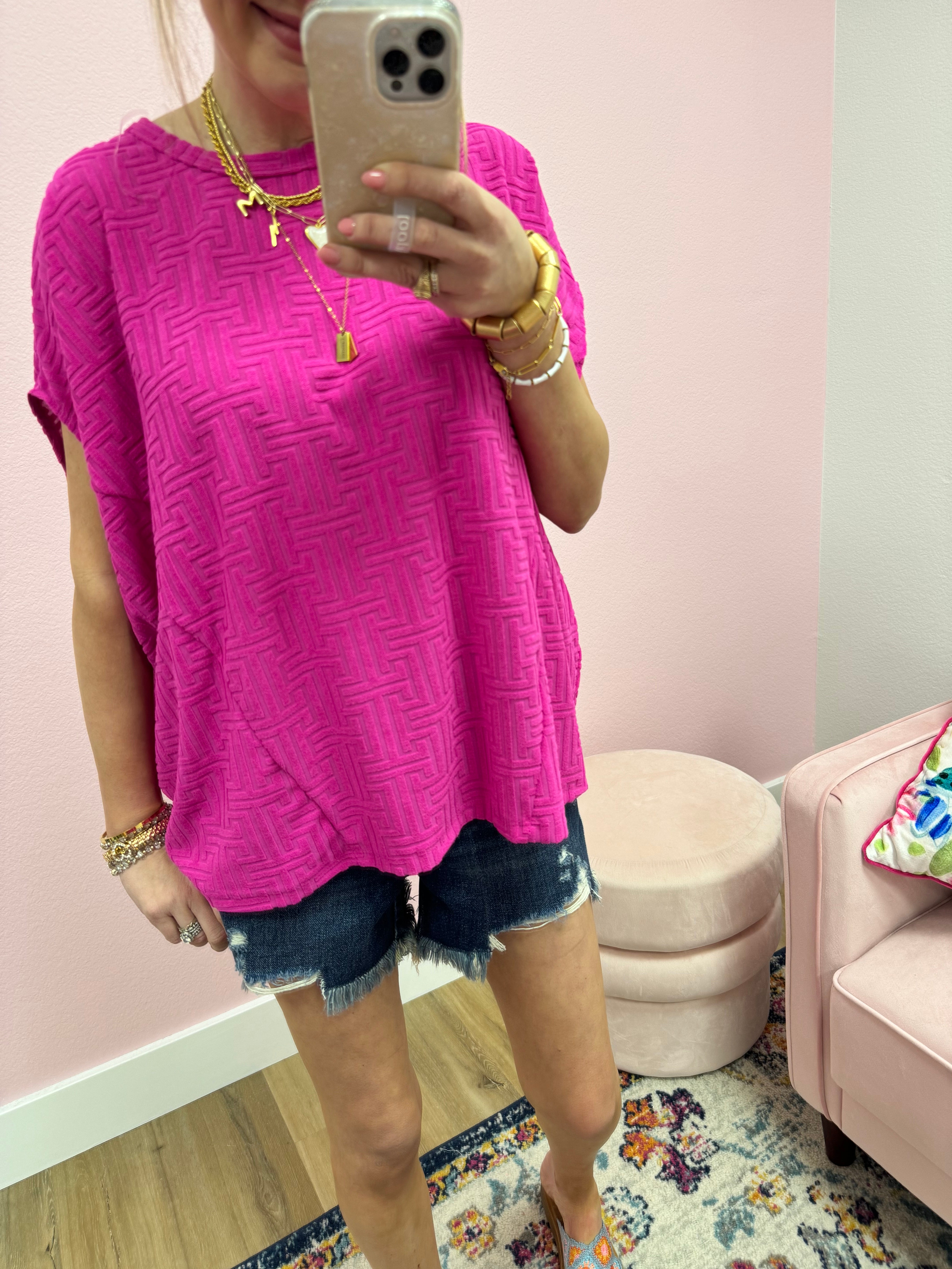 Magenta French Terry Design Top