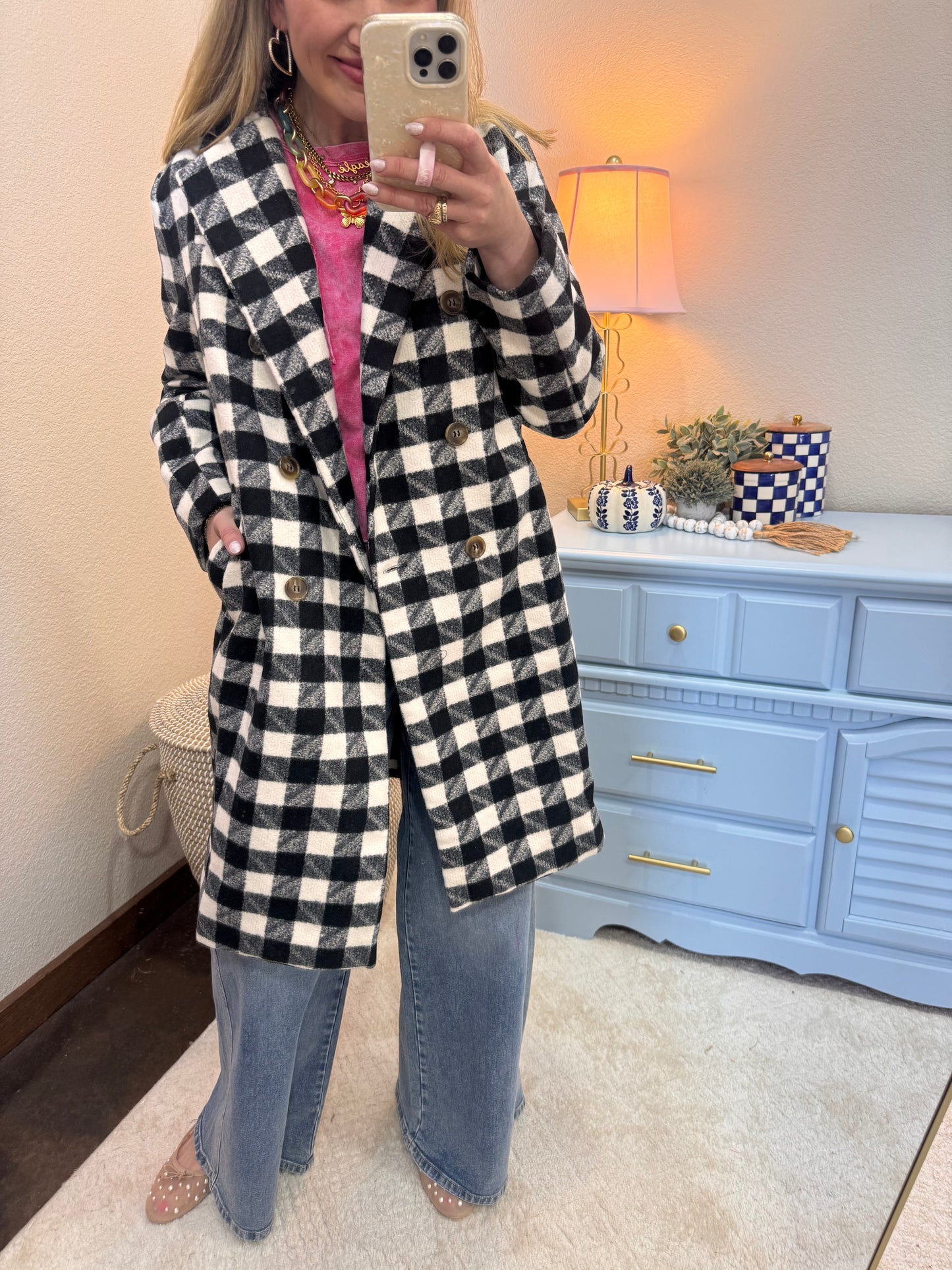 Black and White Textured Tweed Double Button Jacket PRE ORDER
