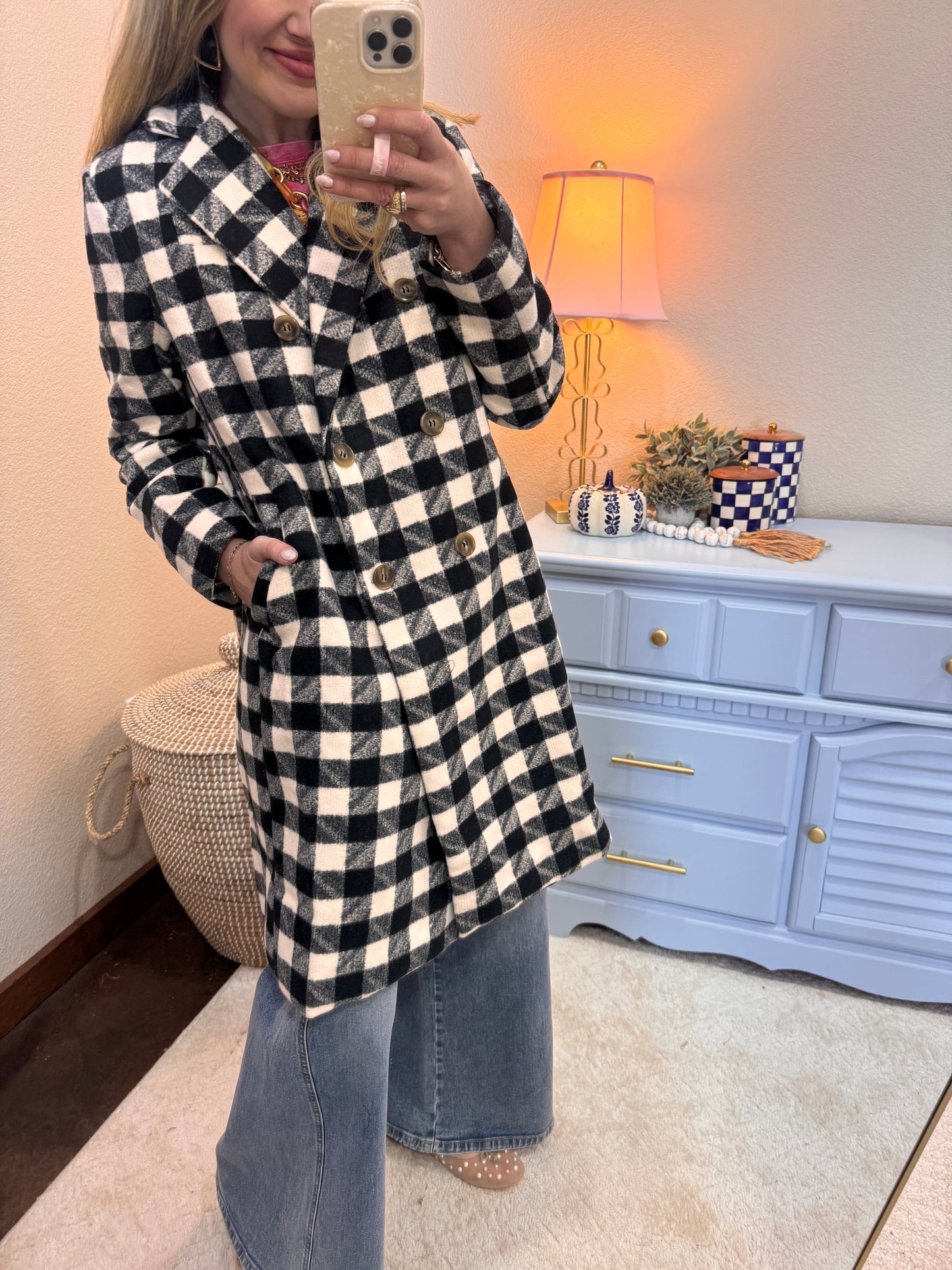Black and White Textured Tweed Double Button Jacket PRE ORDER