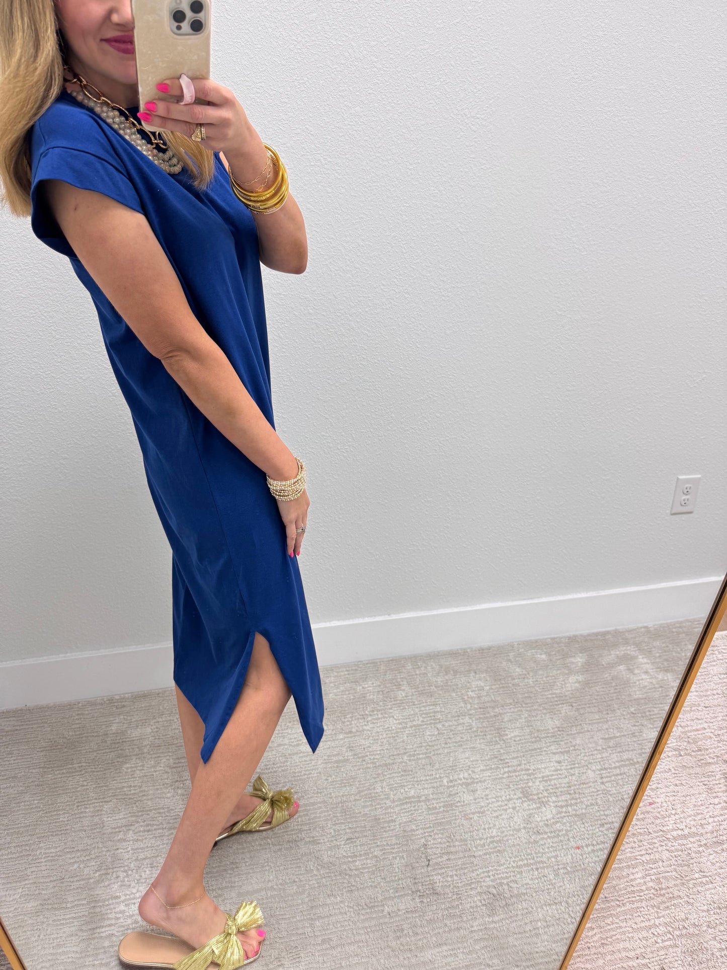 Navy Midi Side Slit Dress