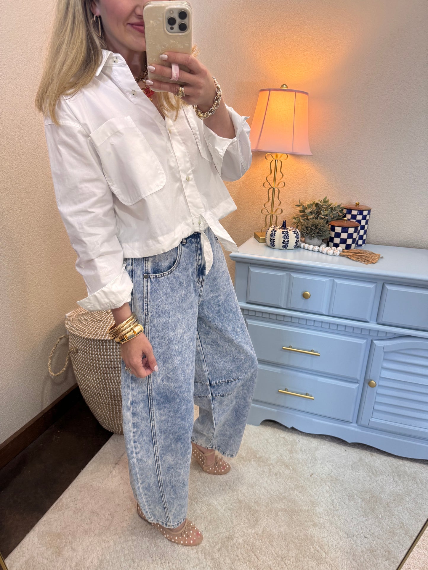 White Tie Front Blouse