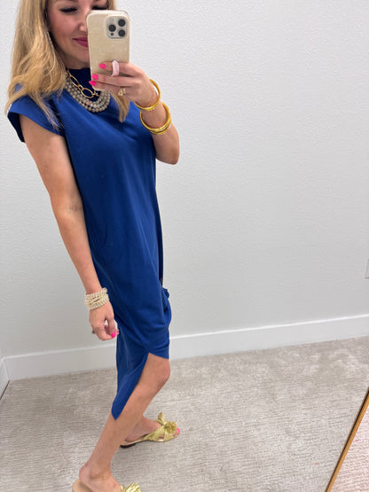 Navy Midi Side Slit Dress