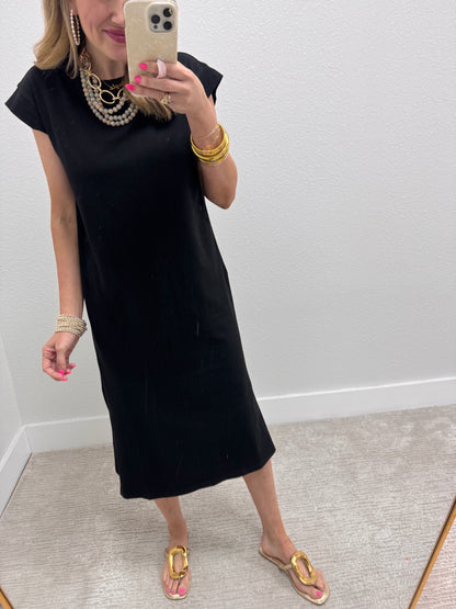 Black Midi Side Slit Dress