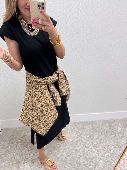 Black Midi Side Slit Dress