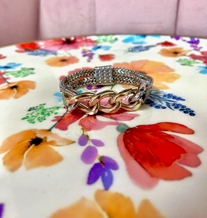 Silver and Gold Link Magnetic Bracelet