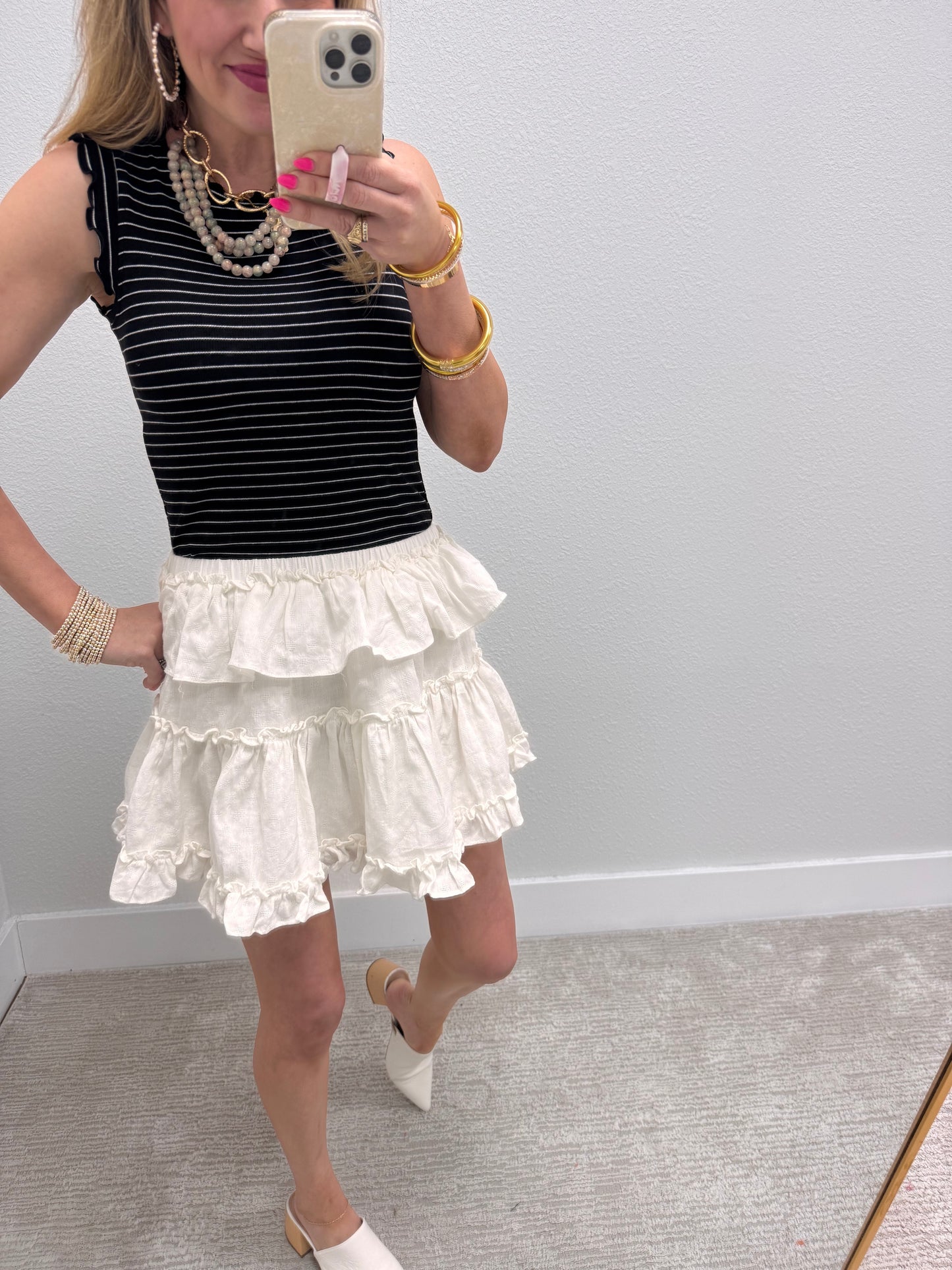White Ruffle Skort