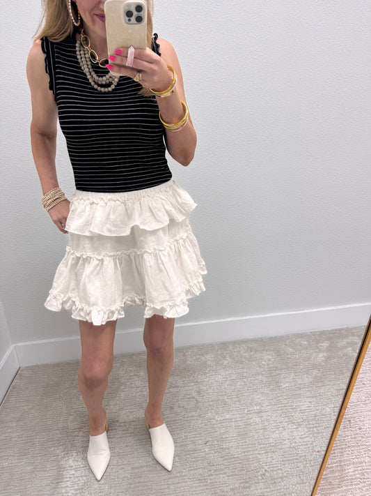 White Ruffle Skort