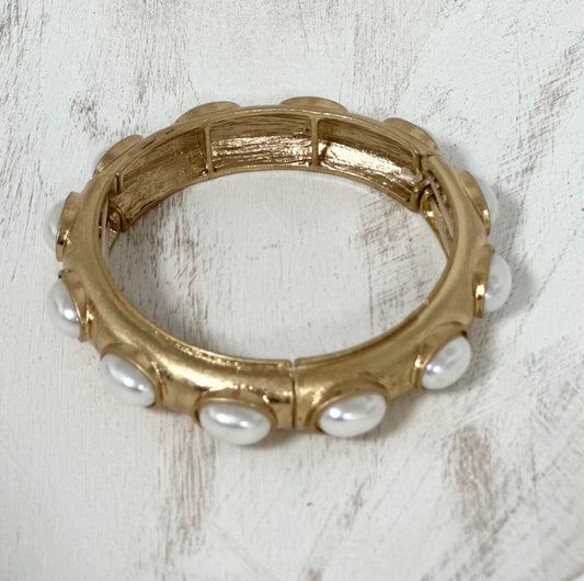 Gold Pearl Stretchy Bangle
